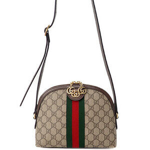 Gucci Ophidia Shoulder Bag Beige Ebony GG Supreme Canvas Brown